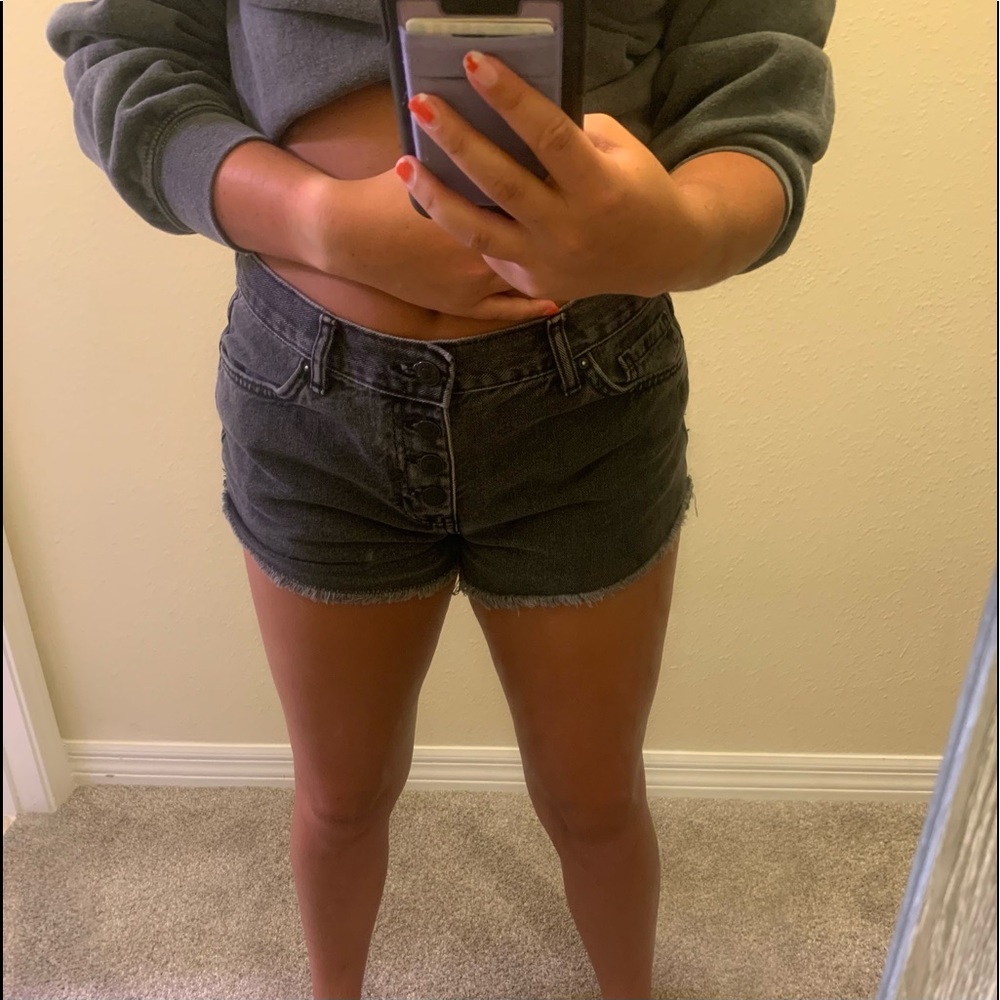 Forever 21 Black Button-up Jean Shorts
